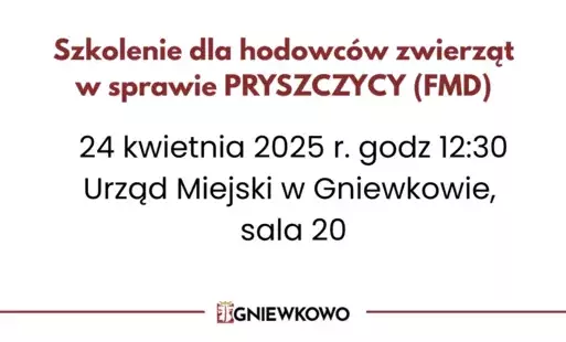 Zdjęcie do Szkolenie dla hodowc&oacute;w zwierząt w sprawie PRYSZCZYCY (FMD)