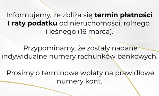 Zdjęcie do Termin płatności I raty podatku - 16 marca