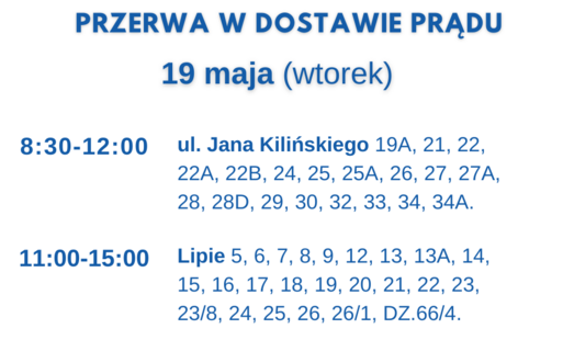 Zdjęcie do Przerwa w dostawie prądu: ul. Kilińskiego i Lipie