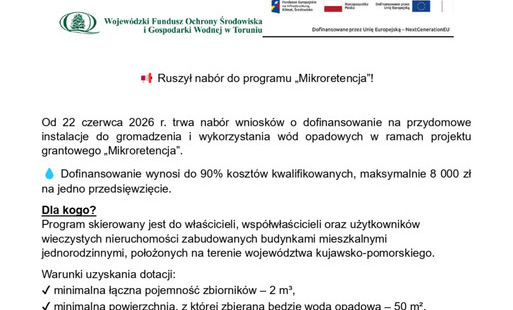 Zdjęcie do Ruszył nab&oacute;r do programu &bdquo;Mikroretencja&rdquo;!